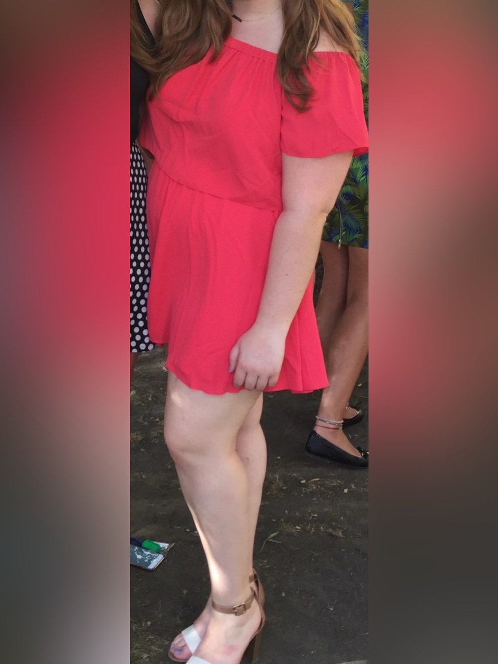 ASOS Off-Shoulder Red Orange Ruffle Dress - Picture 5 of 5